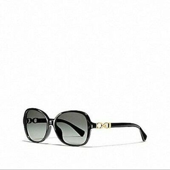 New w/Tag Coach Black Kissing C Square Sunglasses with Case & Cloth Below $195 - Picture 4 of 11